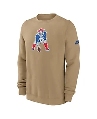 Nike Men's Tan New England Patriots Swing Pass Rewind Club Pullover Sweatshirt