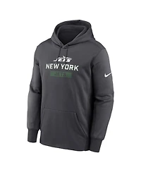 Nike Men's Anthracite New York Jets Toss Sweep Performance Pullover Hoodie