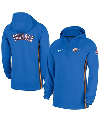Nike Men's Blue Oklahoma City Thunder Authentic On Court Zone Quarter-Zip Dri-fit Hoodie Jacket