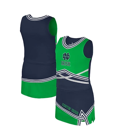 Colosseum Big Girls 2-Piece Navy Notre Dame Fighting Irish Lollipop Park Cheer Set