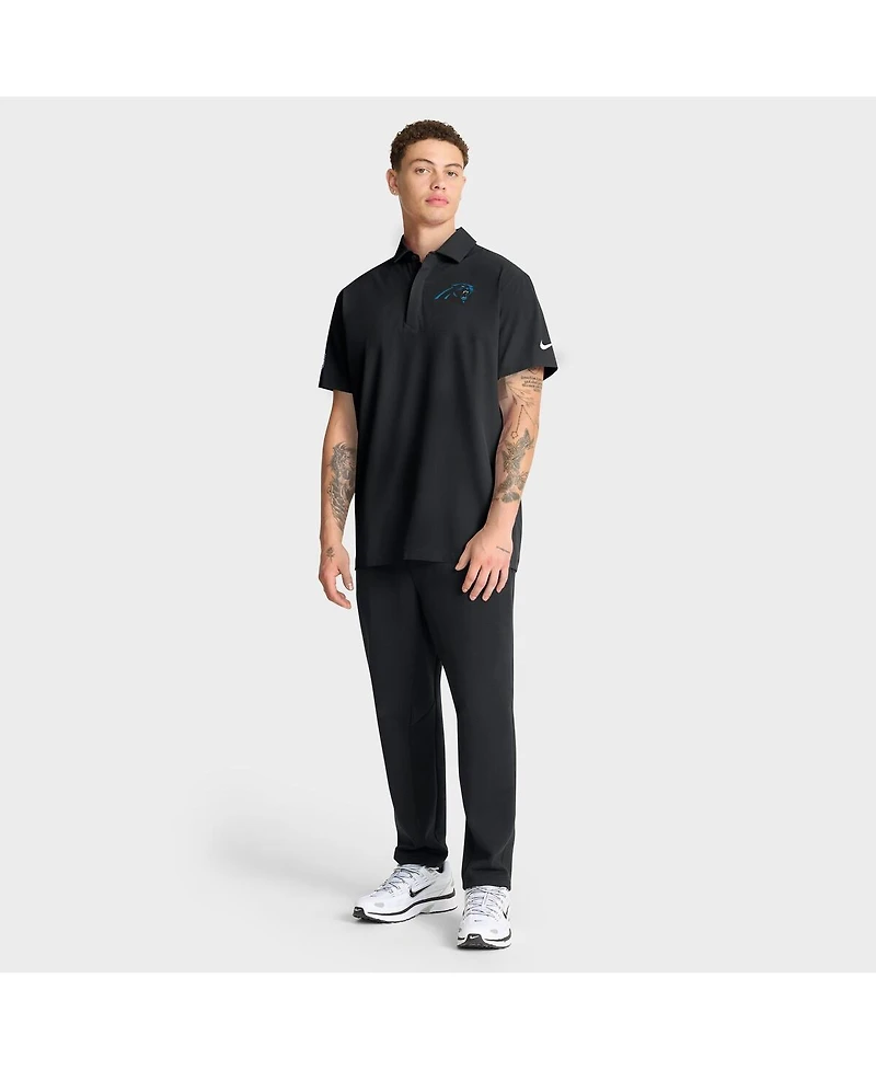 Nike Men's Black Carolina Panthers Sideline Woven Dri-fit Polo Shirt