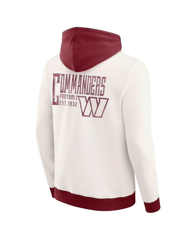 Darius Rucker Collection by Fanatics Men's Cream Washington Commanders Distressed Graphics Full-Zip Hoodie