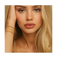 Adriana 3-Piece Stackable Bracelet Trio Set, Beaded, Figaro, Paperclip Link