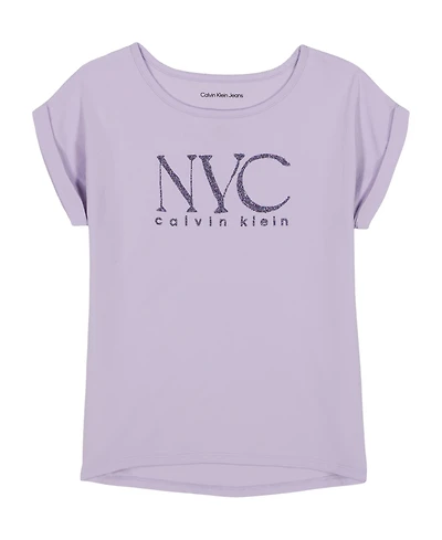 Calvin Klein Girls 7-16 City Round Neck High-Low Hem T-Shirt