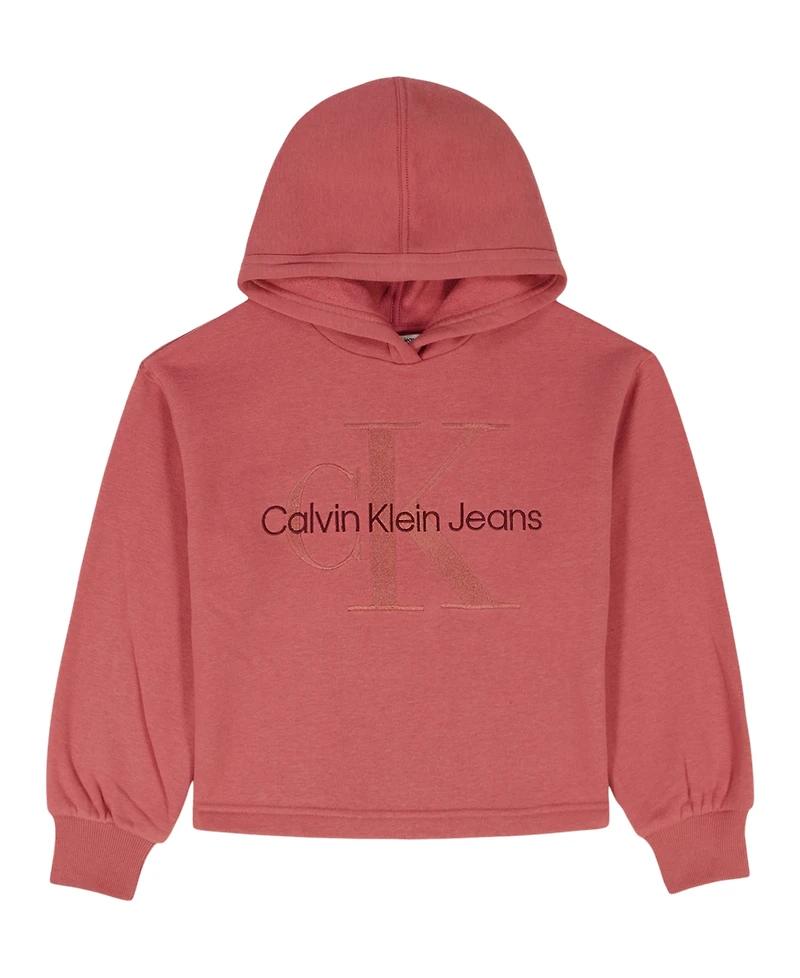 Calvin Klein Girls 7-16 Crossover Neck Cropped Pull-On Hoodie