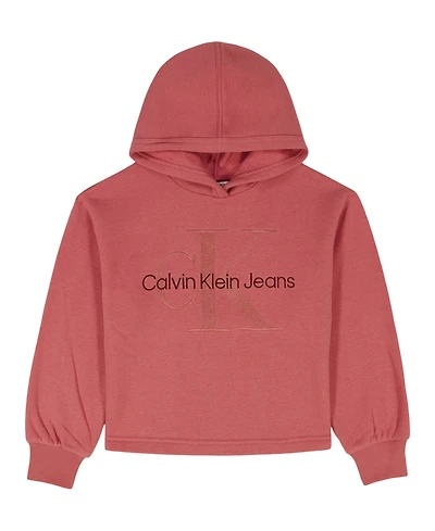 Calvin Klein Girls 7-16 Crossover Neck Cropped Pull-On Hoodie
