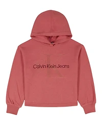 Calvin Klein Girls 7-16 Crossover Neck Cropped Pull-On Hoodie