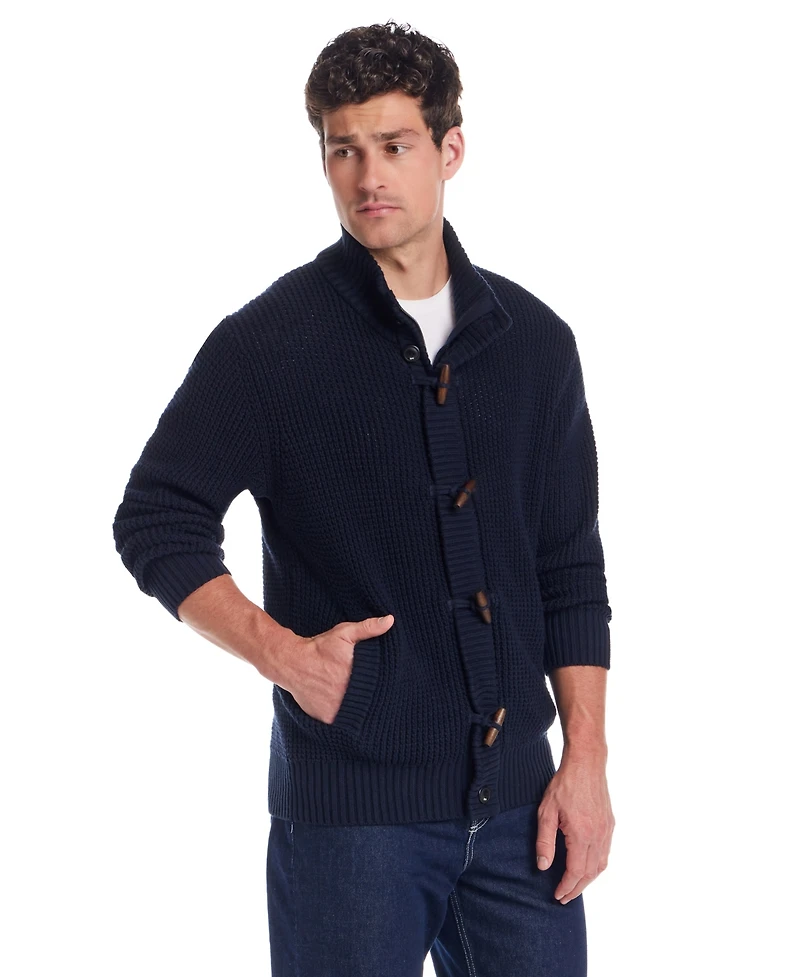 Weatherproof Vintage Men's Tuck Stitch Long Sleeves Sweater Jacket
