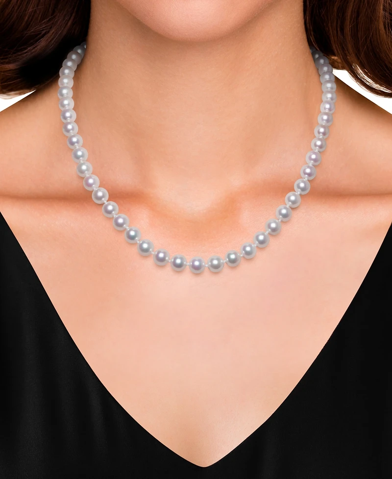 Belle de Mer Cultured Akoya Pearl (7-7.5mm) Necklace in 14k Gold