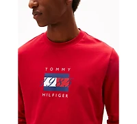 Tommy Hilfiger Men's Linear Flag Graphic Long Sleeves T-Shirt