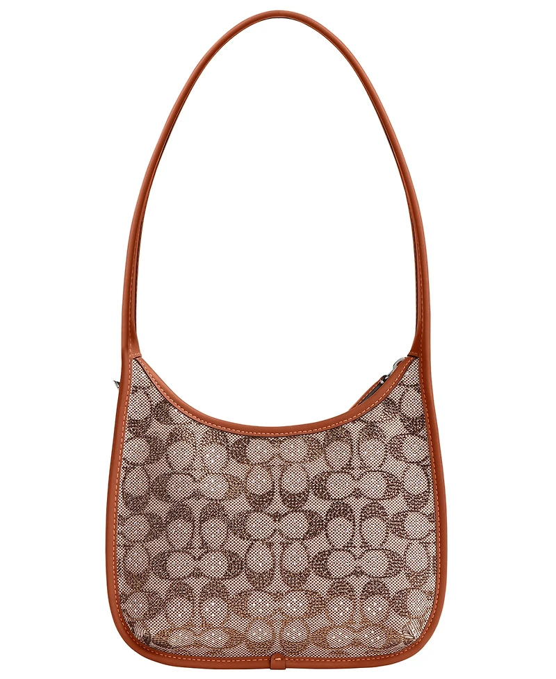 Coach Originals Crystal Signature Jacquard Curve Zip Handbag