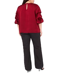 Vince Camuto Plus Crewneck Keyhole Bubble Sleeve Blouse