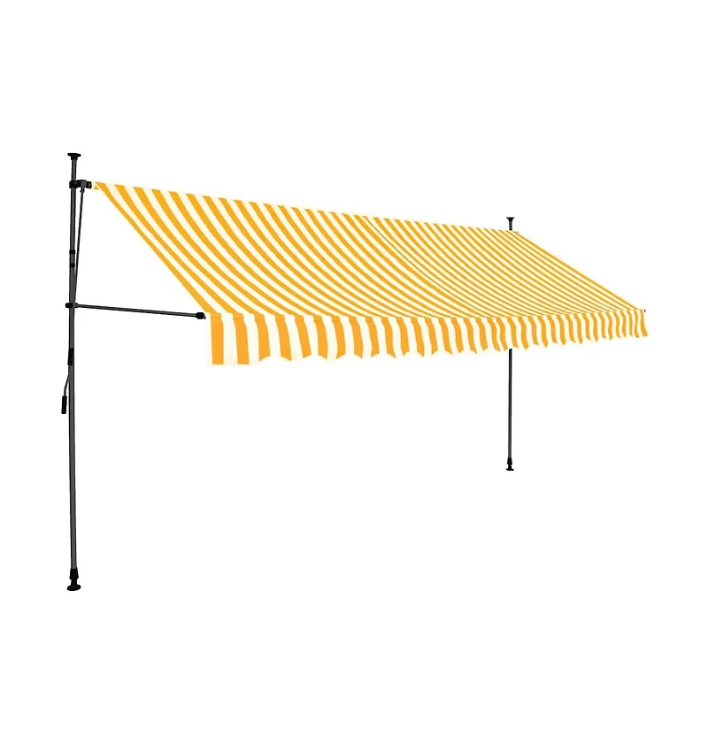 vidaXL Retractable Awning White and Orange Polyester with Pu coating