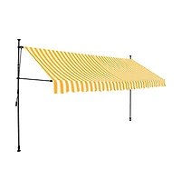 vidaXL Retractable Awning White and Orange Polyester with Pu coating