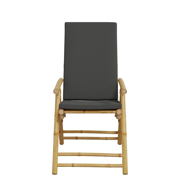 vidaXL Folding Patio Reclining Chairs 2 pcs with Cushions Bamboo