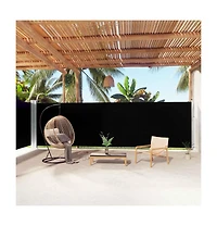 vidaXL Side Awning Black 100% Polyester with Pu coating Large