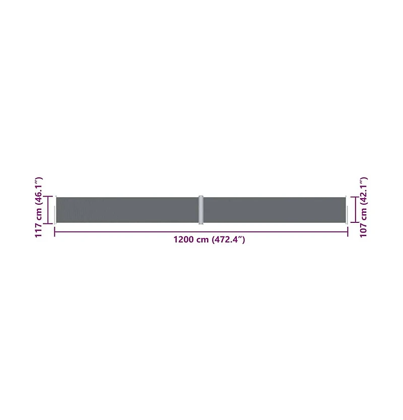 vidaXL Side Awning Anthracite Polyester with Pu coating, steel, aluminum