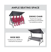 Sunjoy 4-Seat Luxury Swing and Bed with Elastic Metal Mesh Seat