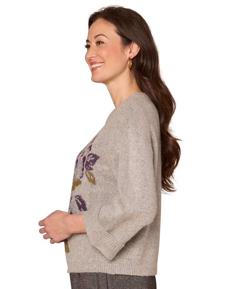 Democracy Petite Floral Jacquard Sweater