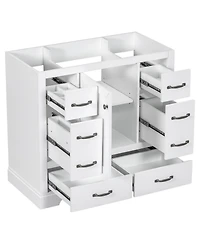 Lovmor Bathroom Vanity without Sink Cabinet Base Only Six Drawers MultiFunctional Drawer Divider Adjustable Shelf White