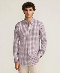 Lands' End Men's Pattern No Iron Supima Pinpoint Button Down Collar Dress Shirt