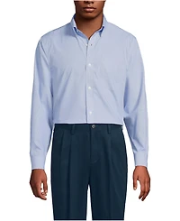 Lands' End Men's Pattern No Iron Supima Pinpoint Button Down Collar Dress Shirt