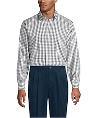 Lands' End Men's Pattern No Iron Supima Pinpoint Button Down Collar Dress Shirt