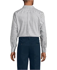 Lands' End Men's Pattern No Iron Supima Pinpoint Button Down Collar Dress Shirt
