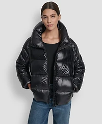 Dkny Jeans Women's Long Sleeve Quilted Puffer Jacket