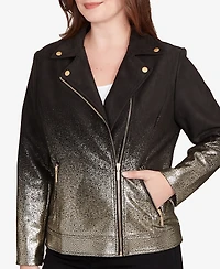 Ruby Rd. Petite Metallic Ombre Moto Jacket