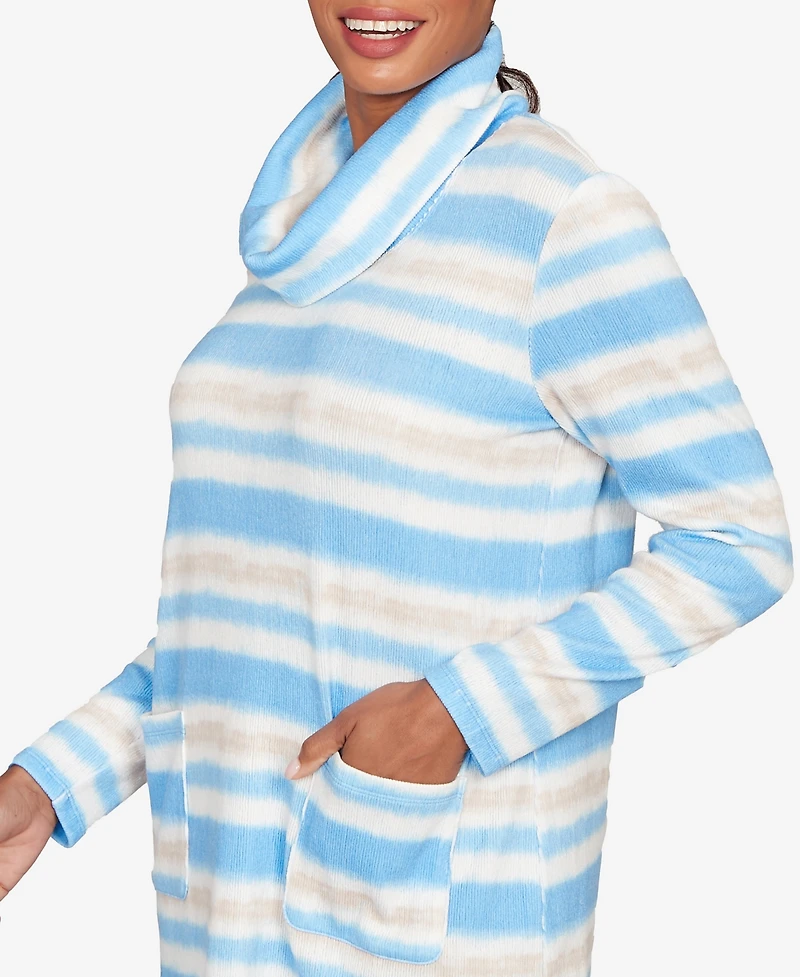 Ruby Rd. Petite Ribbed Stripe Patch Pocket Knit Top