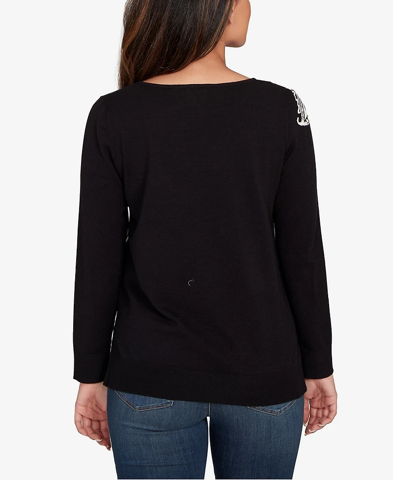 Ruby Rd. Petite Floral Paisley Jacquard Sweater