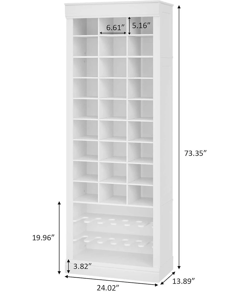 Shoe Cabinet, 10-Tier Entryway Storage Cabinet with 27 Cubbies and Tall Boots Storage, Freestanding Tall Shoe Organizer Racks for Entryway, White