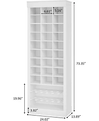Shoe Cabinet, 10-Tier Entryway Storage Cabinet with 27 Cubbies and Tall Boots Storage, Freestanding Tall Shoe Organizer Racks for Entryway, White