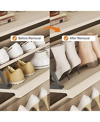 Shoe Cabinet with 4 Flip Drawers, Wooden Shoe Organizer Cabinet with Adjustable Shelf, Shoe Storage for Entryway, Hidden Shoe Cabinet for Hallway, Liv