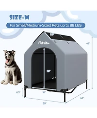 Gymax 43'' Elevated Dog House for Small Breeds Large Pet House w/ Ventilated Windows