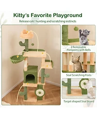 Gymax 63'' Cactus Cat Tree for Indoor Cats w/ Sisal Scratching Posts & Board Condo
