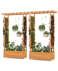Gymax 2PCS Raised Garden Bed Vertical Plant Container for Vine Climbing Plant Flower