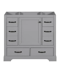 Bathroom Vanity Cabinet Base Only Six Drawers Adjustable Shelf Grey