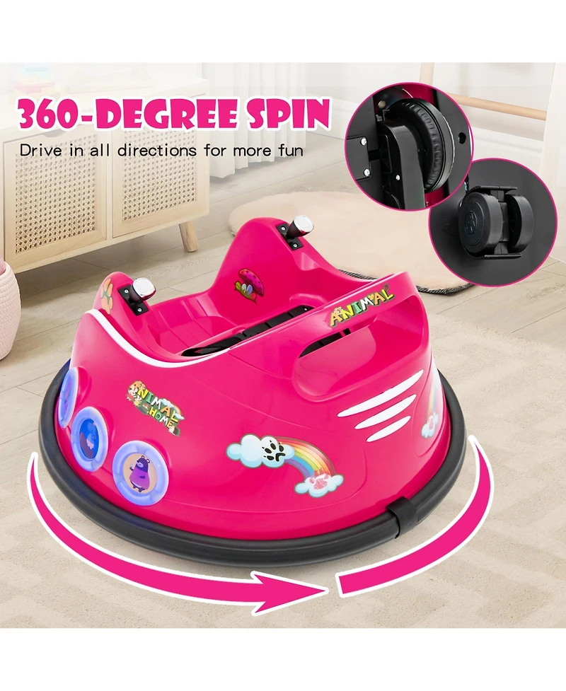 12V Electric Ride On Car with Remote Control and Flashing Led Lights-Pink
