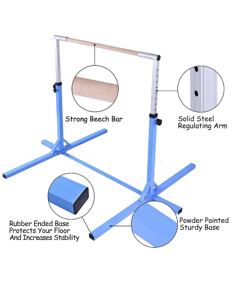 Adjustable Gymnastics Horizontal Bar for Kids-Blue