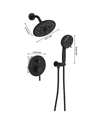 Single-Handle 1-Spray Round Rain Shower Faucet Set with Head & Hand Matte Black (Valve Included)