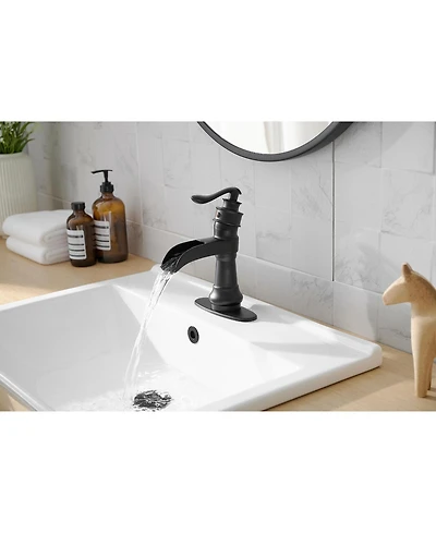 Single Hole Single-Handle Low-Arc Bathroom Faucet Matte Black