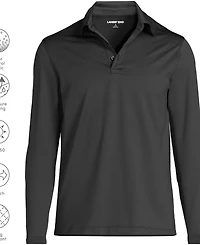 Lands' End School Uniform Men's Rapid Dry Long Sleeve Modern Fit Polo