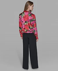 Karl Lagerfeld Paris Petite Floral Long Sleeves Top