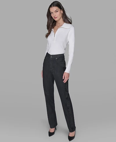 Karl Lagerfeld Paris Petite Rhinestone Denim Jeans
