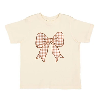 Sweet Wink Toddler Girls Gingham Bow Patch Short Sleeve T-Shirt
