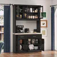 6-Door 2-Drawer Kitchen Storage Cabinet with Movable Shelves,Pantry