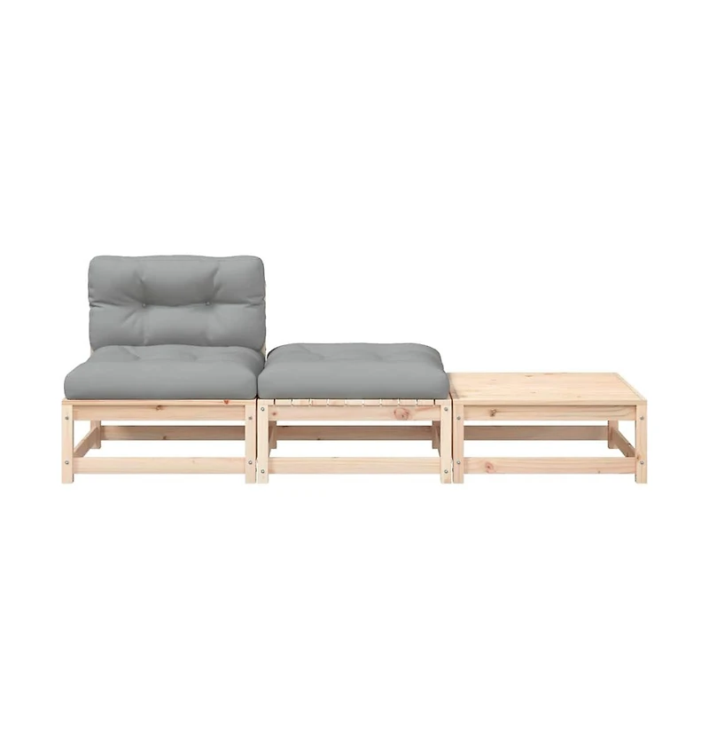Patio Sofa Gray, Natural Wood
