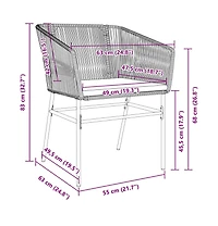 Garden Chair Gray Pe rattan, Powder-Coated Steel Medium
